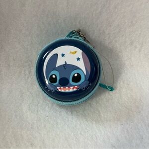 STITCH Small Round Zipper Blue Keychain Disney Store Japan Charm